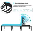 WELLFOR Outdoor Chaise Lounge Rattan Frame Stationary Chaise Lounge Chair(s) with Blue Cushioned Seat