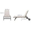 Crestlive Products Patio chaise lounge Set of 2 Aluminum Frame In Classic Brown with Off-white Textilene Fabric Sling Seat