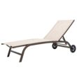 Crestlive Products Patio chaise lounge Set of 2 Aluminum Frame In Classic Brown with Off-white Textilene Fabric Sling Seat