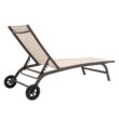 Crestlive Products Patio chaise lounge Set of 2 Aluminum Frame In Classic Brown with Off-white Textilene Fabric Sling Seat