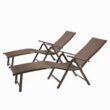 Crestlive Products Patio chaise lounge Set of 2 Aluminum Frame In Brown Finish Metal Frame Stationary Chaise Lounge Chair(s) with Brown Sling Seat