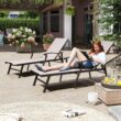 Crestlive Products Patio chaise lounge Set of 2 Aluminum Frame In Classic Brown 