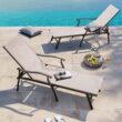 Crestlive Products Patio chaise lounge Set of 2 Aluminum Frame In Classic Brown 