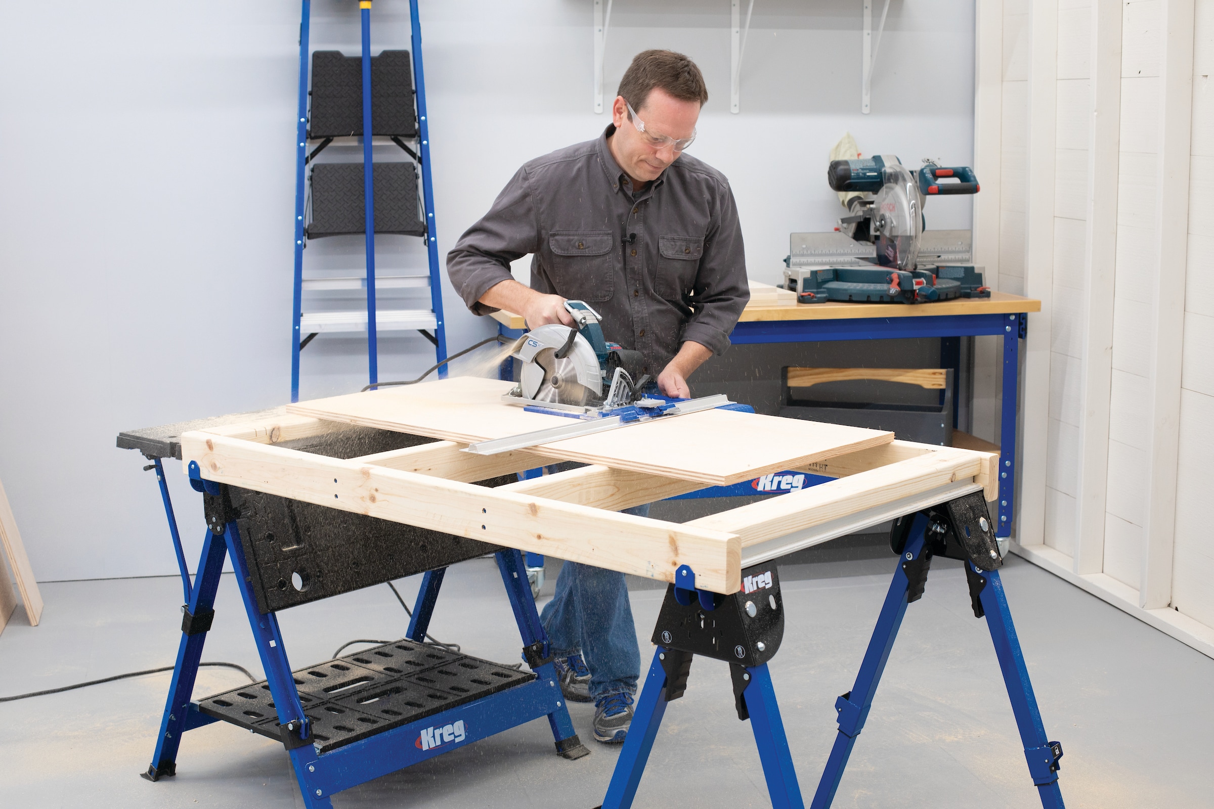 Kreg 32-in W x 35.65-in H Adjustable Anodized Aluminum Track, Steel Legs and Base Saw Horse (1100-lb Capacity) Kreg 32-in W x 35.65-in H Adjustable Anodized Aluminum Track, Steel Legs and Base Saw Horse (1100-lb Capacity) - Image 2