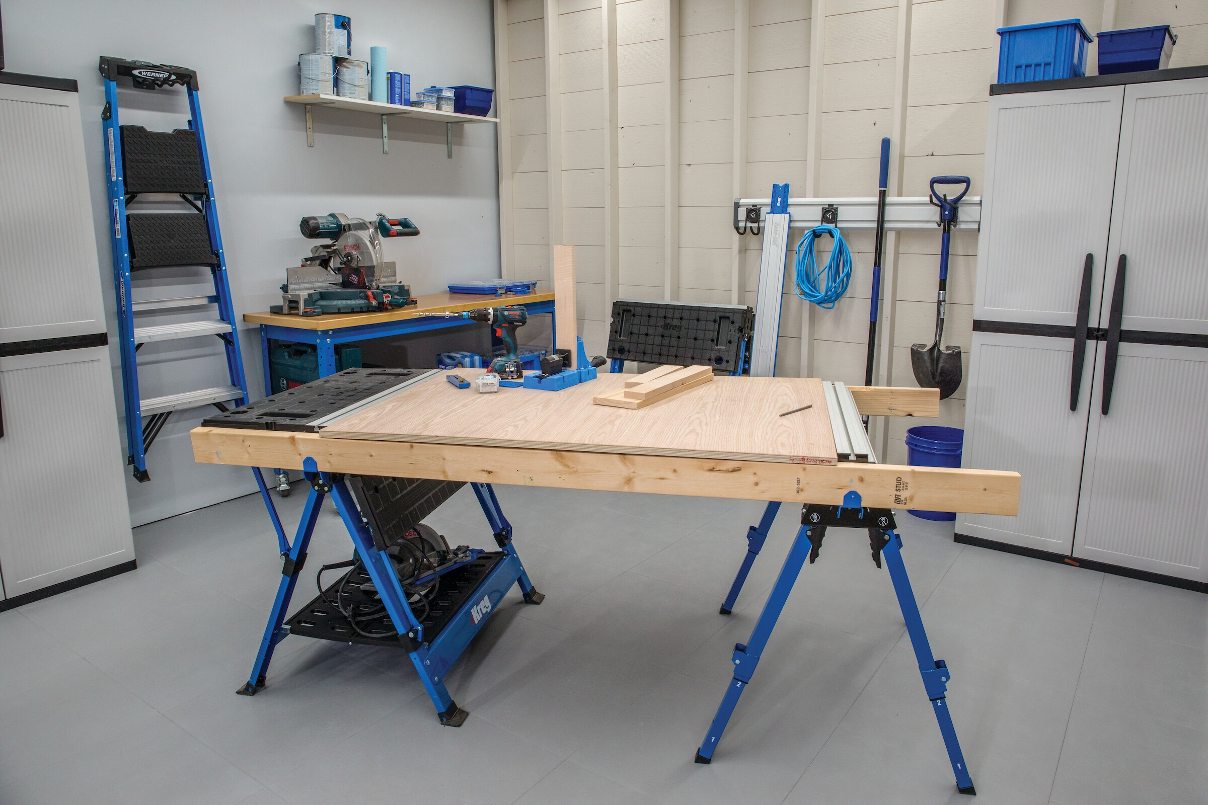 Kreg 32-in W x 35.65-in H Adjustable Anodized Aluminum Track, Steel Legs and Base Saw Horse (1100-lb Capacity) Kreg 32-in W x 35.65-in H Adjustable Anodized Aluminum Track, Steel Legs and Base Saw Horse (1100-lb Capacity) - Image 5