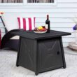 Costway 30'' Square Propane Gas Fire Pit Table 50,000 BTU W/ Waterproof Cover Lava Rock