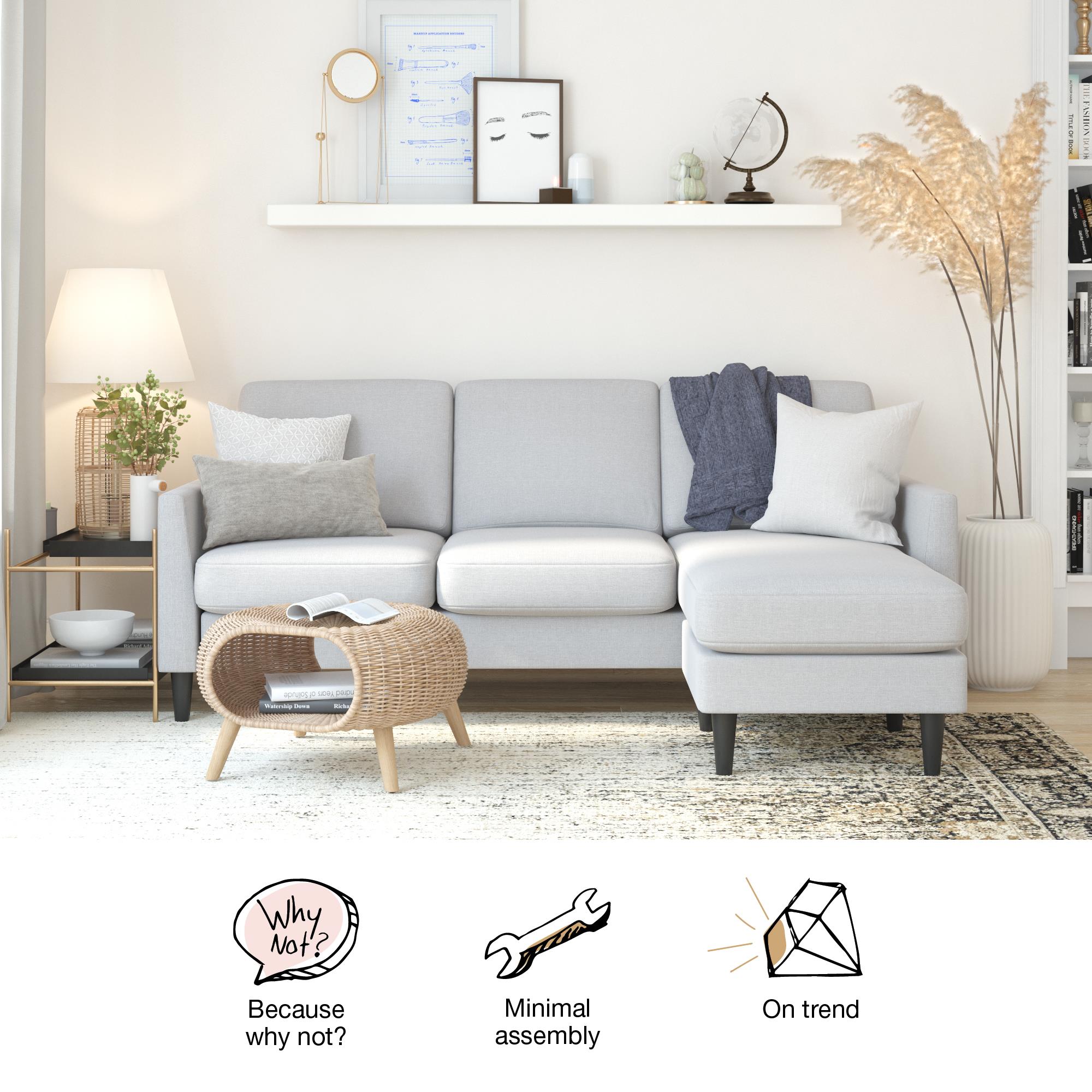 Mr. Kate Winston Reversible Sofa Sectional, Light Gray Linen Mr. Kate Winston Reversible Sofa Sectional, Light Gray Linen - Image 2