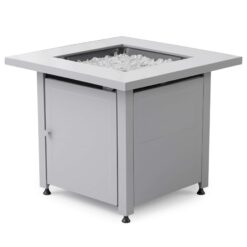 Endless Summer Outdoor Fire Pit Table with Faux Marble Finish, White Glass