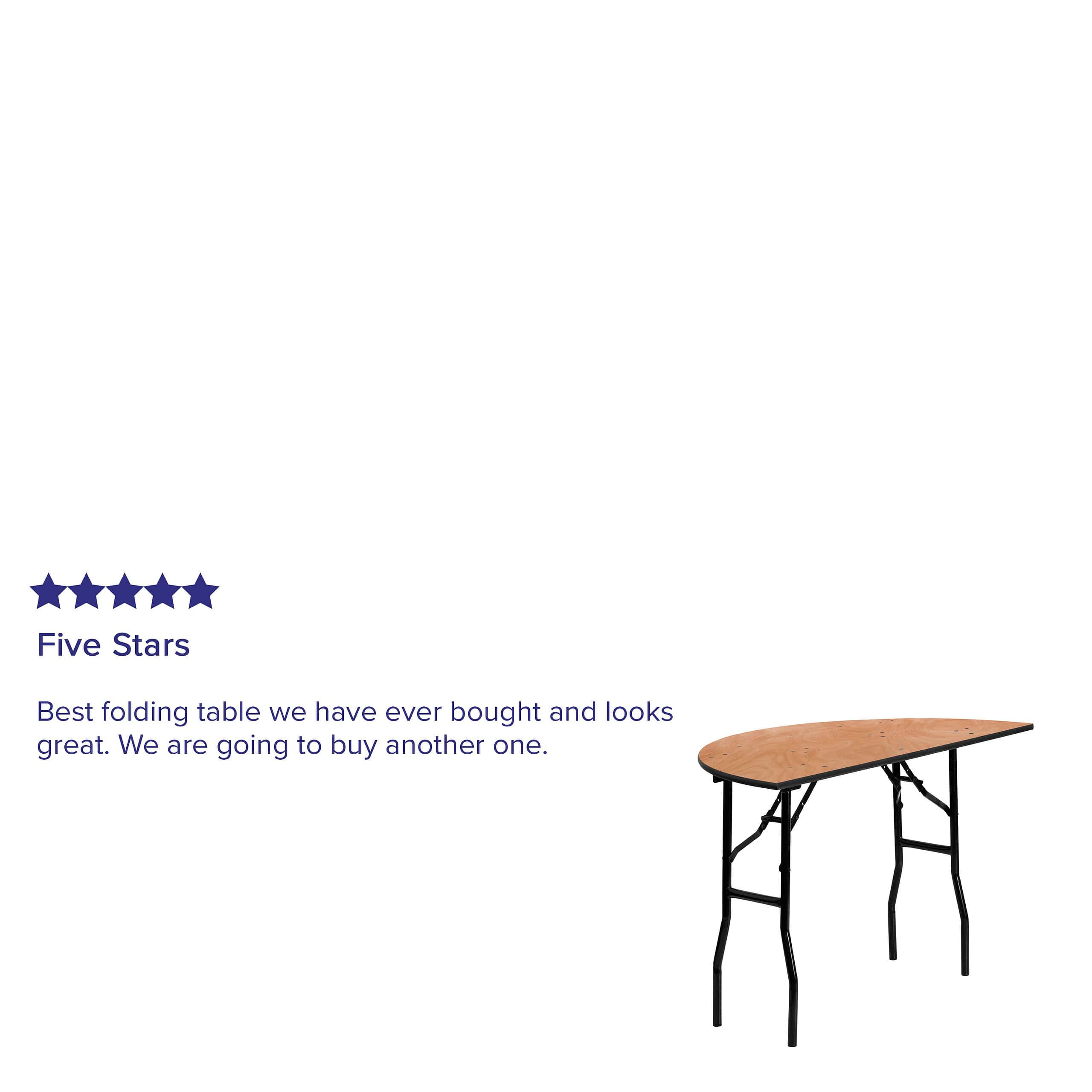 Flash Furniture 4-Foot Half-Round Wood Folding Banquet Table Flash Furniture 4-Foot Half-Round Wood Folding Banquet Table - Image 4