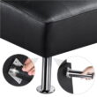 Easyfashion Convertible Black Faux Leather Futon Sofa Bed, Black