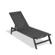 Clihome Patio Chair Metal Frame Stationary Chaise Lounge Chair(s) with Black Textilene Sling Seat