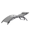 Clihome Patio Chair Set of 2 Metal Frame Stationary Chaise Lounge Chair(s) with Gray Textilene Sling Seat