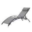 Clihome Patio Chair Set of 2 Metal Frame Stationary Chaise Lounge Chair(s) with Gray Textilene Sling Seat