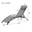 Clihome Patio Chair Set of 2 Metal Frame Stationary Chaise Lounge Chair(s) with Gray Textilene Sling Seat