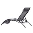 Clihome Patio Chair Set of 2 Metal Frame Stationary Chaise Lounge Chair(s) with Gray Textilene Sling Seat