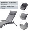 Clihome Patio Chair Set of 2 Metal Frame Stationary Chaise Lounge Chair(s) with Gray Textilene Sling Seat