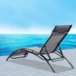 Clihome Patio Chair Set of 2 Metal Frame Stationary Chaise Lounge Chair(s) with Gray Textilene Sling Seat