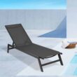 Clihome Patio Chair Metal Frame Stationary Chaise Lounge Chair(s) with Black Textilene Sling Seat