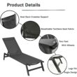 Clihome Patio Chair Metal Frame Stationary Chaise Lounge Chair(s) with Black Textilene Sling Seat