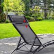 Clihome Patio Chair Set of 2 Metal Frame Stationary Chaise Lounge Chair(s) with Gray Textilene Sling Seat