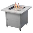 Endless Summer Outdoor Fire Pit Table with Faux Marble Finish, White Glass