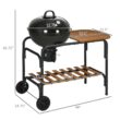 MadDog Vivo Charcoal BBQ Grill on Wheels 21" Barbecue Smoker W/ Table, Shelf