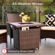 Best Choice Products 28in Propane Gas Fire Pit Table 50,000 BTU Outdoor Wicker w/ Glass Beads, Tank Holder - Ash Gray