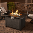 Easyfashion 43" Outdoor Gas Fire Pit 50,000 BTU with Tempered Glass Tabletop, Black