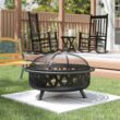 Libby Fire Pit - Sphere Outdoor Wood Burning and Grill for Camping and Picnic - Portable Steel Frame with Legs, Mesh Cover, Poker - Bonfire and Cooking in The Patio, Deck, Garden, Backyard Libby Fire Pit - Sphere Outdoor Wood Burning and Grill for Camping and Picnic - Portable Steel Frame with Legs, Mesh Cover, Poker - Bonfire and Cooking in The Patio, Deck, Garden, Backyard