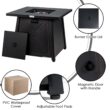 Costway 30'' Square Propane Gas Fire Pit Table 50,000 BTU W/ Waterproof Cover Lava Rock