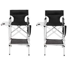 Omysalon 2 PCS 31" Tall Upgraded Director Makeup Artist Chair, Aluminum Frame Supports 300 lbs, Folding Portable,33.8" L x 19.2" W x 45.6" H