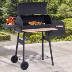 48" Steel Portable Backyard Charcoal BBQ Grill and Offset Smoker Combo Backyard