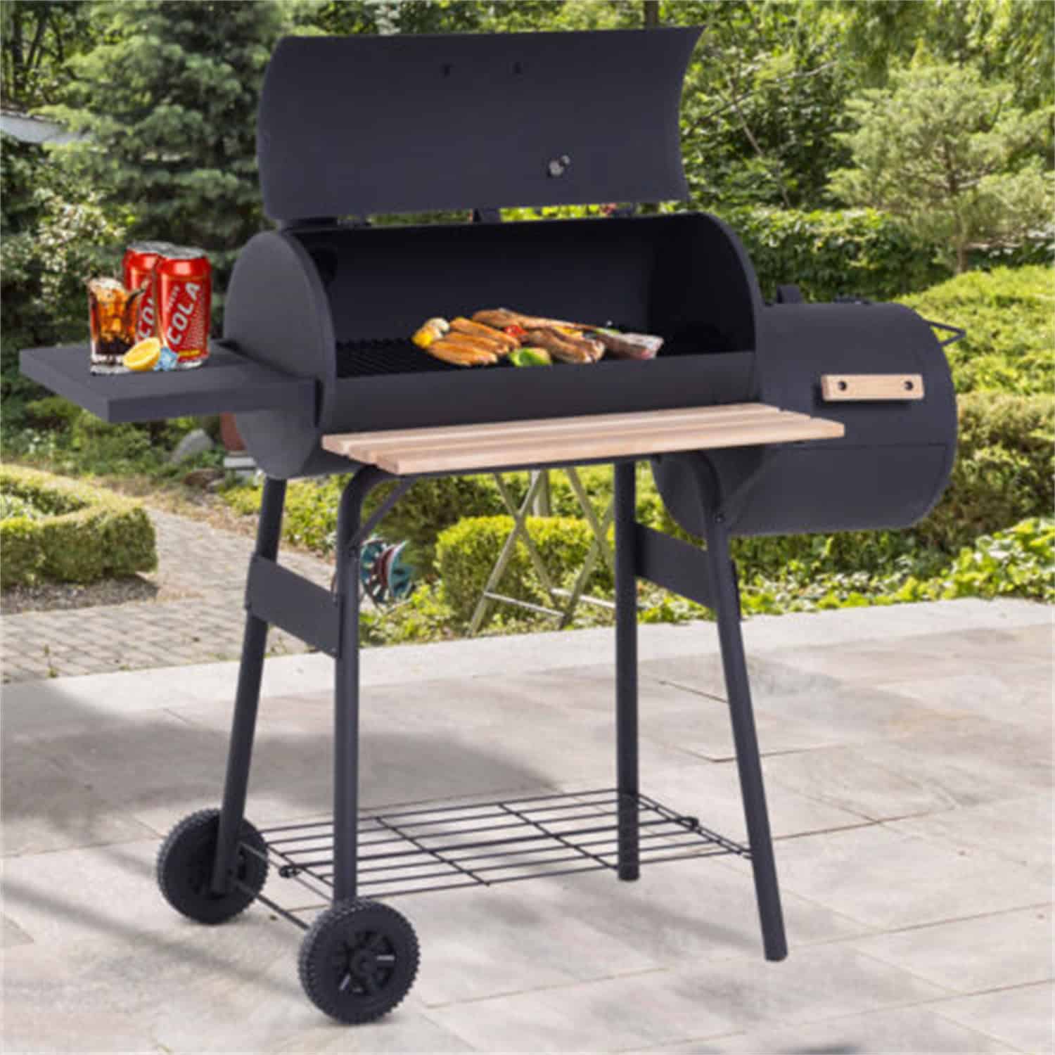 48" Steel Portable Backyard Charcoal BBQ Grill and Offset Smoker Combo Backyard 48" Steel Portable Backyard Charcoal BBQ Grill and Offset Smoker Combo Backyard