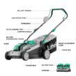 Litheli 2*20V 17" Cordless Lawn Mower with Brushless Motor + 2*4.0Ah Battery & Charger