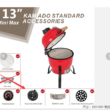 Winado 13in Round Ceramic Charcoal Grill for Outdoor Barbecue, Camping, BBQ Coal Grill Red