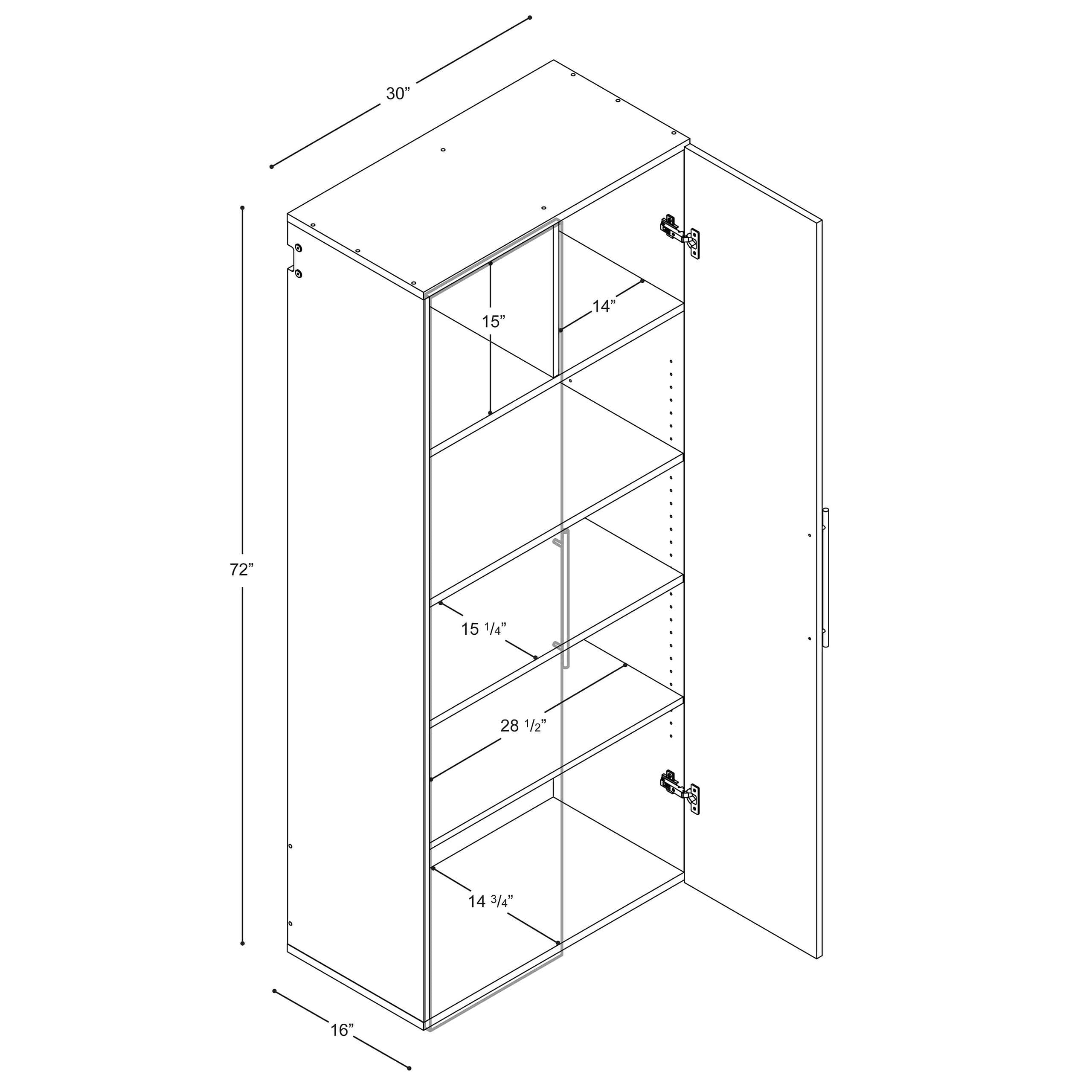 Prepac HangUps 30-in W x 72-in H Wood Composite White Wall-mount Utility Storage Cabinet Prepac HangUps 30-in W x 72-in H Wood Composite White Wall-mount Utility Storage Cabinet - Image 14