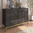 Clihome 2-Door Storage Cabinets 39.75-in W x 26.25-in H Wood Composite Black Freestanding Utility Storage Cabinet