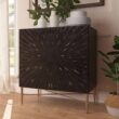 Clihome 2-Door Storage Cabinets 29.5-in W x 32-in H Wood Composite Black Freestanding Utility Storage Cabinet