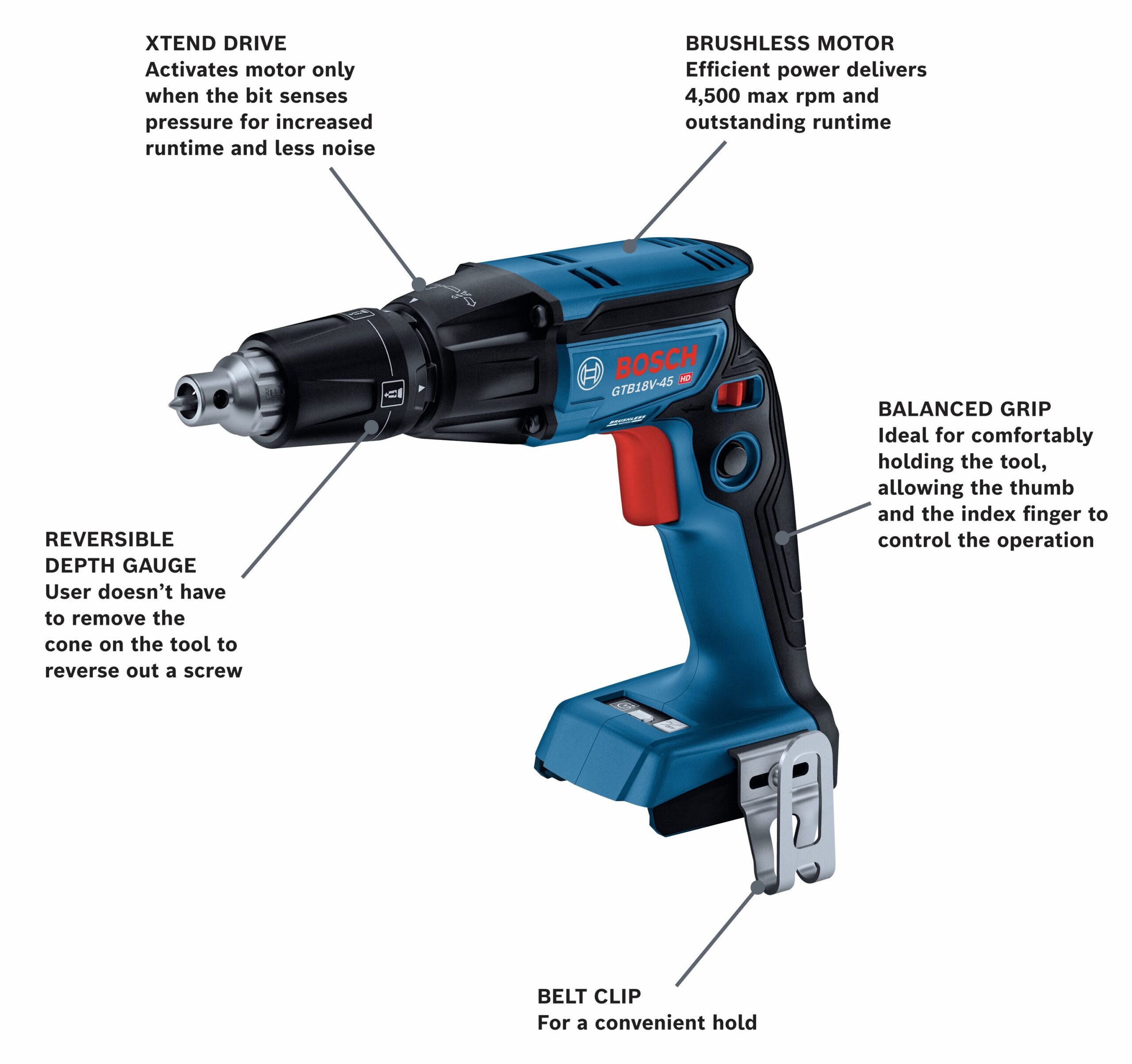 Bosch GTB18V-45B15 4-Amp 18-volt Lithium Ion (li-ion) Brushless Screw Gun Kit Bosch GTB18V-45B15 4-Amp 18-volt Lithium Ion (li-ion) Brushless Screw Gun Kit - Image 6