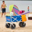 Mac Sports Collapsible Folding All Terrain Outdoor Beach Utility Wagon Cart, Blue