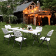 Magshion 8Ft Foldable Heavy Duty Table, Indoor Outdoor Portable Plastic Picnic Desk w/Steel Legs and Handle, White