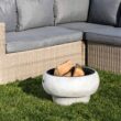 Teamson Home 21" Outdoor Round Stone Wood Burning Fire Pit with Faux Concrete Base, Gray
