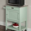 Linon Green Wood Base with Stainless Steel Metal Top Rolling Kitchen Cart (22-in x 18-in x 36-in)