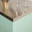 Linon Green Wood Base with Stainless Steel Metal Top Rolling Kitchen Cart (22-in x 18-in x 36-in)