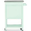 Linon Green Wood Base with Stainless Steel Metal Top Rolling Kitchen Cart (22-in x 18-in x 36-in)
