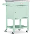 Linon Green Wood Base with Stainless Steel Metal Top Rolling Kitchen Cart (22-in x 18-in x 36-in)