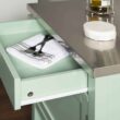 Linon Green Wood Base with Stainless Steel Metal Top Rolling Kitchen Cart (22-in x 18-in x 36-in)