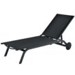 Clihome Patio Lounge Chair Aluminum Metal Frame Stationary Chaise Lounge Chair(s) with Black Premium Fabric Sling Seat