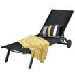 Clihome Patio Lounge Chair Aluminum Metal Frame Stationary Chaise Lounge Chair(s) with Black Premium Fabric Sling Seat