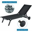 Clihome Patio Lounge Chair Aluminum Metal Frame Stationary Chaise Lounge Chair(s) with Black Premium Fabric Sling Seat